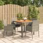 Preview: ARDEBO.de - 5-tlg. Garten-Essgruppe mit Kissen Grau Poly Rattan