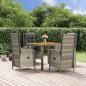 Preview: ARDEBO.de - 5-tlg. Garten-Essgruppe mit Kissen Grau Poly Rattan