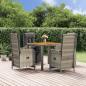 Preview: ARDEBO.de - 5-tlg. Garten-Essgruppe mit Kissen Grau Poly Rattan