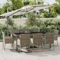 Preview: ARDEBO.de - 9-tlg. Garten-Essgruppe mit Kissen Grau Poly Rattan