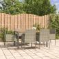 Preview: ARDEBO.de - 7-tlg. Garten-Essgruppe mit Kissen Grau Poly Rattan