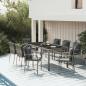 Preview: ARDEBO.de - 9-tlg. Garten-Essgruppe mit Kissen Grau Poly Rattan