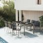 Preview: ARDEBO.de - 7-tlg. Garten-Essgruppe mit Kissen Grau Poly Rattan