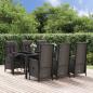 Preview: ARDEBO.de - 7-tlg. Garten-Essgruppe mit Kissen Schwarz und Grau Poly Rattan