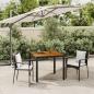 Preview: ARDEBO.de - 3-tlg. Garten-Essgruppe mit Kissen Schwarz Poly Rattan