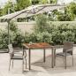 Preview: ARDEBO.de - 3-tlg. Garten-Essgruppe mit Kissen Grau Poly Rattan