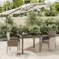 Preview: ARDEBO.de - 3-tlg. Garten-Essgruppe mit Kissen Grau Poly Rattan