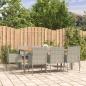 Preview: ARDEBO.de - 9-tlg. Garten-Essgruppe mit Kissen Grau Poly Rattan