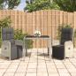 Preview: ARDEBO.de - 3-tlg. Garten-Essgruppe mit Kissen Grau Poly Rattan