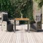 Preview: ARDEBO.de - 3-tlg. Garten-Essgruppe mit Kissen Grau Poly Rattan