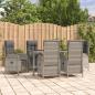 Preview: ARDEBO.de - 7-tlg. Garten-Essgruppe mit Kissen Grau Poly Rattan