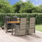 Preview: ARDEBO.de - 5-tlg. Garten-Essgruppe mit Kissen Grau Poly Rattan