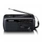 Preview: Portable wind-up emergency radio flashlight and power bank in one - Black