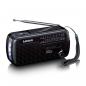 Preview: Portable wind-up emergency radio flashlight and power bank in one - Black