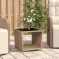 Preview: ARDEBO.de - Beistelltisch mit Glasplatte Beige Poly Rattan & Hartglas