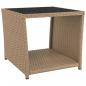 Preview: Beistelltisch mit Glasplatte Beige Poly Rattan & Hartglas