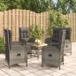 Preview: ARDEBO.de - 5-tlg. Garten-Essgruppe mit Kissen Grau Poly Rattan