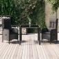 Preview: ARDEBO.de - 3-tlg. Garten-Essgruppe mit Kissen Schwarz Poly Rattan