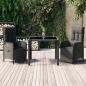 Preview: ARDEBO.de - 3-tlg. Garten-Essgruppe mit Kissen Schwarz Poly Rattan