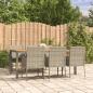 Preview: ARDEBO.de - 7-tlg. Garten-Essgruppe mit Kissen Grau Poly Rattan