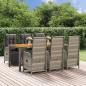 Preview: ARDEBO.de - 7-tlg. Garten-Essgruppe mit Kissen Grau Poly Rattan