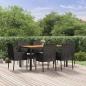 Preview: ARDEBO.de - 7-tlg. Garten-Essgruppe mit Kissen Schwarz Poly Rattan