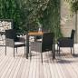 Preview: ARDEBO.de - 5-tlg. Garten-Essgruppe mit Kissen Schwarz Poly Rattan