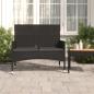 Preview: ARDEBO.de - Gartenbank 2-Sitzer mit Kissen Schwarz Poly Rattan