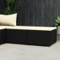 Preview: ARDEBO.de - Gartenhocker mit Kissen 2 Stk. Schwarz Poly Rattan