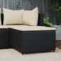 Preview: ARDEBO.de - Gartenhocker mit Kissen Schwarz Poly Rattan