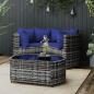 Preview: ARDEBO.de - 4-tlg. Garten-Lounge-Set mit Kissen Grau Poly Rattan