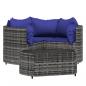 Preview: 4-tlg. Garten-Lounge-Set mit Kissen Grau Poly Rattan