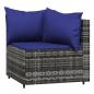 Preview: 4-tlg. Garten-Lounge-Set mit Kissen Grau Poly Rattan