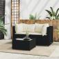 Preview: ARDEBO.de - 3-tlg. Garten-Lounge-Set mit Kissen Schwarz Poly Rattan