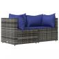 Preview: 3-tlg. Garten-Lounge-Set mit Kissen Grau Poly Rattan