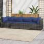 Preview: ARDEBO.de - 4-tlg. Garten-Lounge-Set mit Kissen Grau Poly Rattan