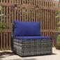 Preview: ARDEBO.de - Garten-Mittelsofa mit Kissen Grau Poly Rattan