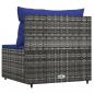 Preview: Garten-Mittelsofa mit Kissen Grau Poly Rattan