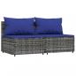 Preview: 3-tlg. Garten-Lounge-Set mit Kissen Grau Poly Rattan