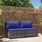 Preview: ARDEBO.de - Garten-Mittelsofas mit Kissen 2 Stk. Grau Poly Rattan