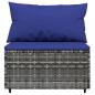 Preview: Garten-Mittelsofas mit Kissen 2 Stk. Grau Poly Rattan