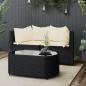 Preview: ARDEBO.de - 3-tlg. Garten-Lounge-Set mit Kissen Schwarz Poly Rattan