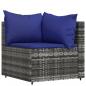 Preview: 3-tlg. Garten-Lounge-Set mit Kissen Grau Poly Rattan