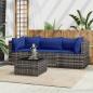 Preview: ARDEBO.de - 4-tlg. Garten-Lounge-Set mit Kissen Grau Poly Rattan