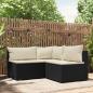 Preview: ARDEBO.de - 3-tlg. Garten-Lounge-Set mit Kissen Schwarz Poly Rattan