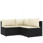 Preview: 3-tlg. Garten-Lounge-Set mit Kissen Schwarz Poly Rattan