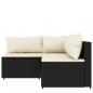 Preview: 3-tlg. Garten-Lounge-Set mit Kissen Schwarz Poly Rattan