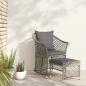 Preview: ARDEBO.de - 2-tlg. Garten-Lounge-Set mit Kissen Grau Poly Rattan