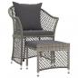 Preview: 2-tlg. Garten-Lounge-Set mit Kissen Grau Poly Rattan