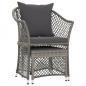 Preview: 2-tlg. Garten-Lounge-Set mit Kissen Grau Poly Rattan